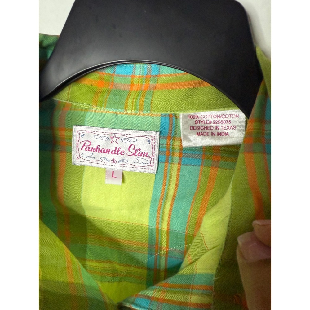 Panhandle Slim Plaid Western Shirt‎ Studded Long Sleeve Womens Large - Picture 3 of 3